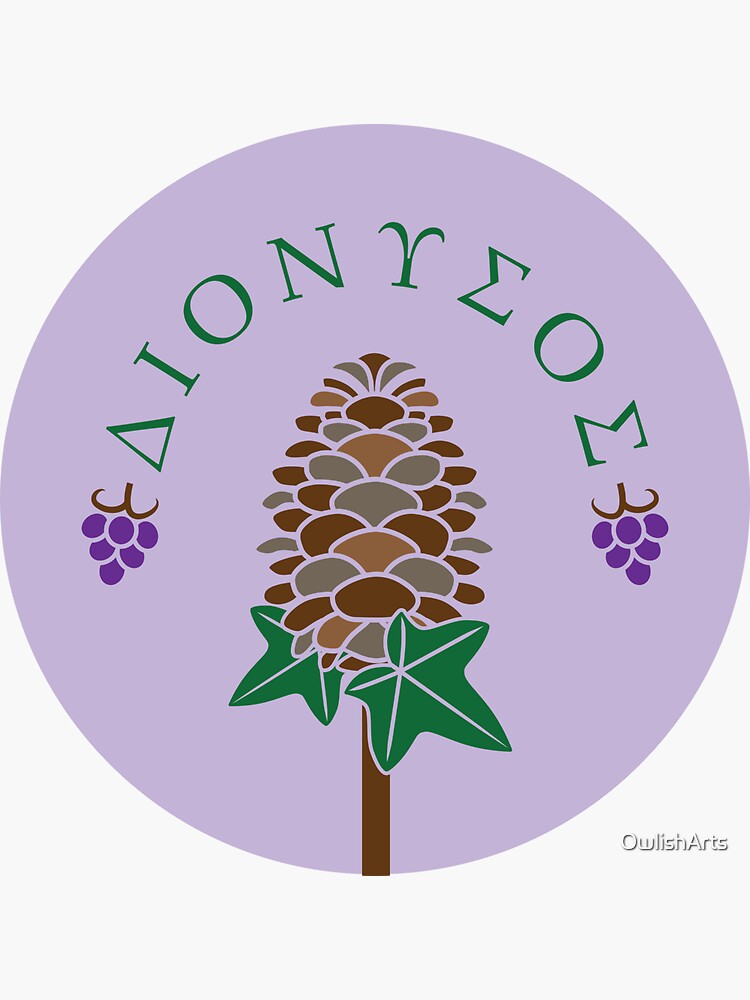 Thumbnail 3 of 3, Sticker, Dionysos Thyrsus Greek God Design designed and sold by OwlishArts.