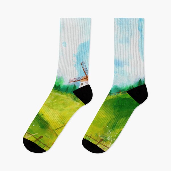 Item preview, Watercolor Countryside Landscape designed and sold by Vector Scout Lab.