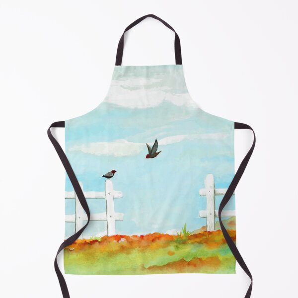Item preview, Watercolor Fence And Birds Landscape designed and sold by Vector Scout Lab.