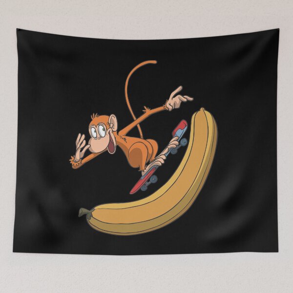 Item preview, Funny monkey on skateboard in banana halfpipe designed and sold by Monkey Ful.