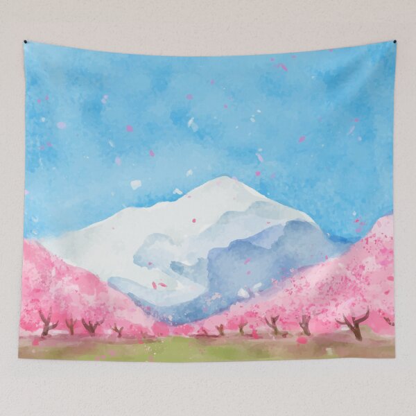 Item preview, Watercolor Cherry Blossom Landscape designed and sold by Vector Scout Lab.