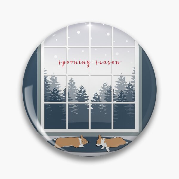 Item preview, Corgi Winter Window - Spooning Season designed and sold by MaplewoodMerch.