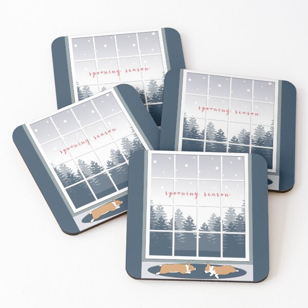 Item preview, Corgi Winter Window - Spooning Season designed and sold by MaplewoodMerch.