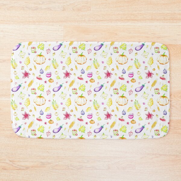 Item preview, Watercolor seamless autumn cosy pattern with colorful autumn leaves, vegetables, fruits designed and sold by Bellefotos.