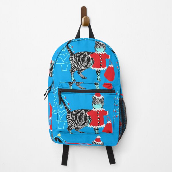Item preview, Santa Paws Tabby Cat Christmas Drawing Blue designed and sold by Sarah Rajkotwala.