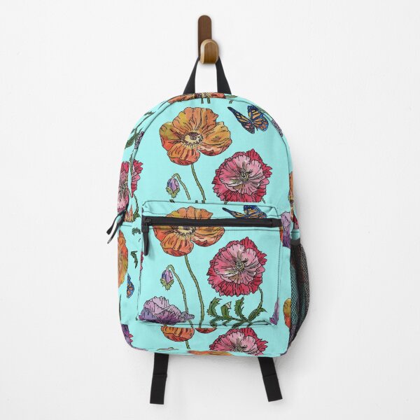 Item preview, Pretty Poppies Aqua Blue Watercolour designed and sold by Sarah Rajkotwala.