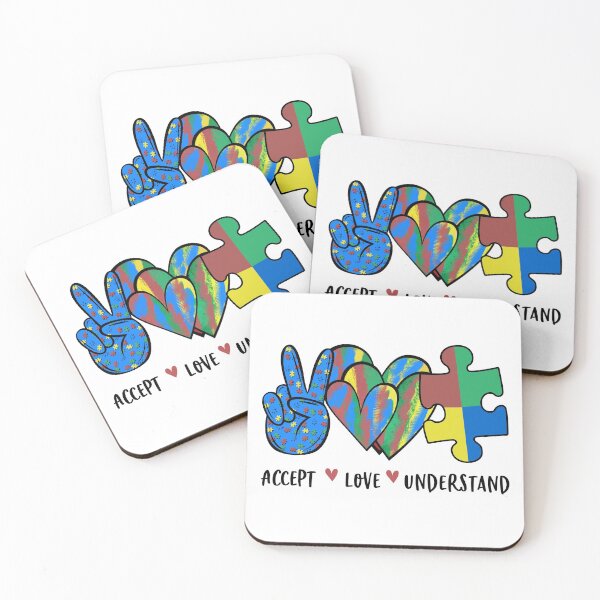 Item preview, Accept Love Understand Autism Awareness Pride with hand up Hearts Symbol Autistic designed and sold by Dolphin Graphic.