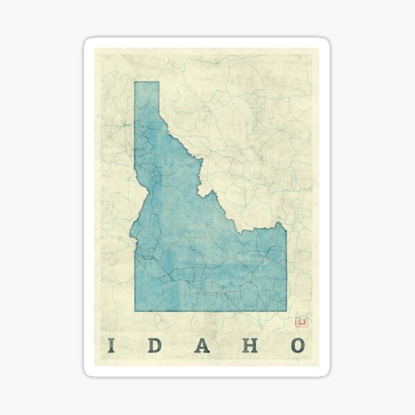 Idaho State Map Blue Vintage Sticker