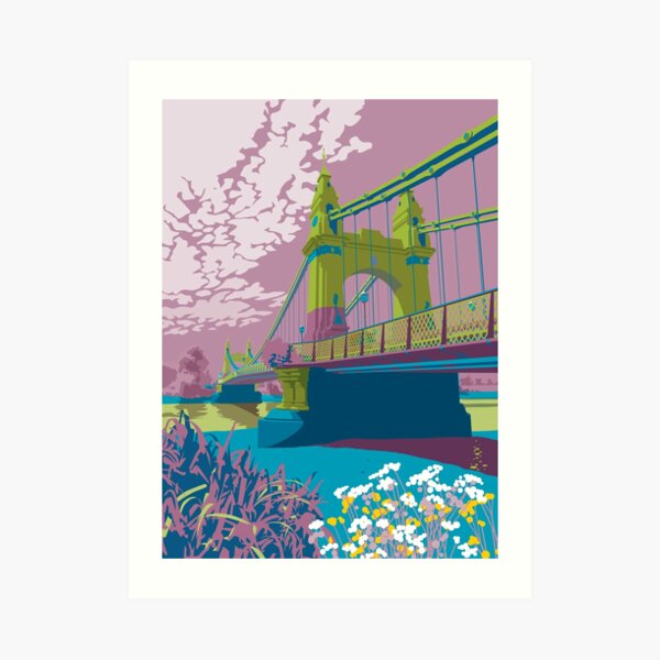 Hammersmith Bridge vivid print Art Print