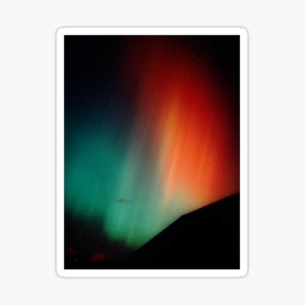Intense red & green aurora Sticker