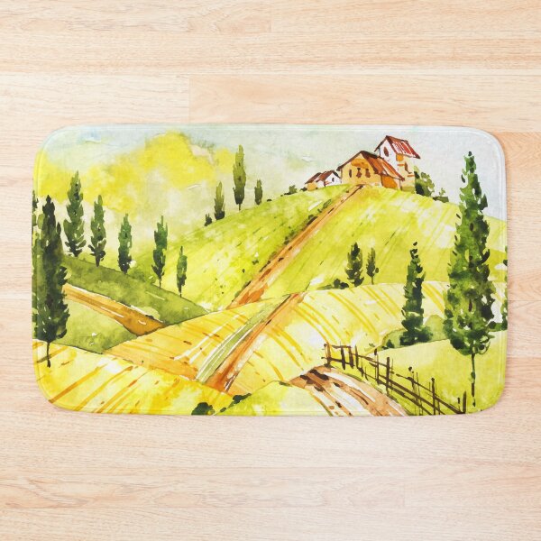 Item preview, Watercolor Farm Landscape designed and sold by Vector Scout Lab.
