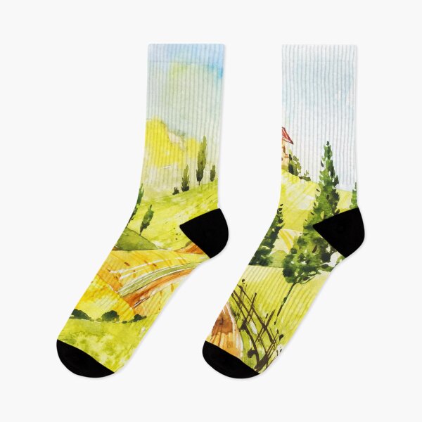 Item preview, Watercolor Farm Landscape designed and sold by Vector Scout Lab.