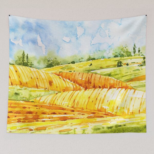 Item preview, Watercolor Farm Landscape designed and sold by Vector Scout Lab.