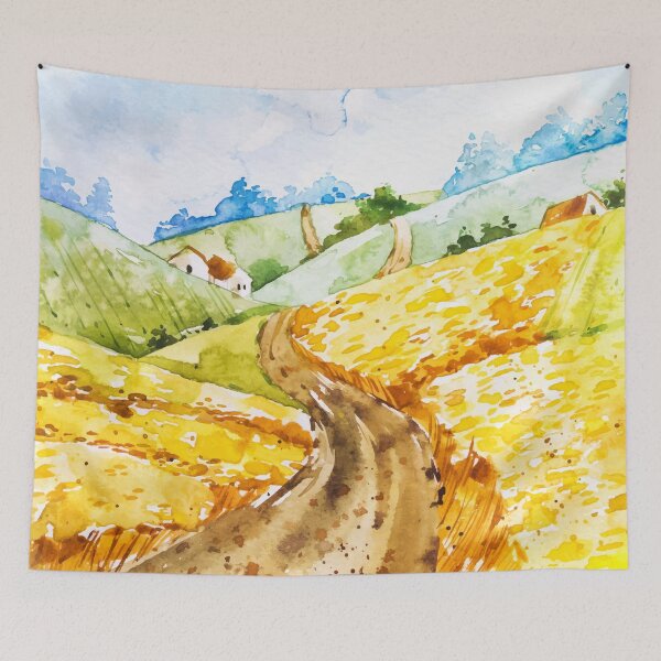 Item preview, Watercolor Farm Landscape designed and sold by Vector Scout Lab.