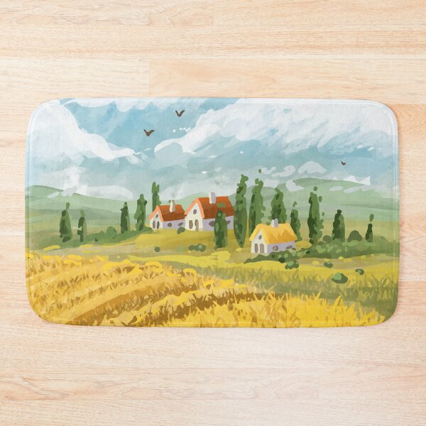 Item preview, Watercolor Farm Countryside Landscape designed and sold by Vector Scout Lab.