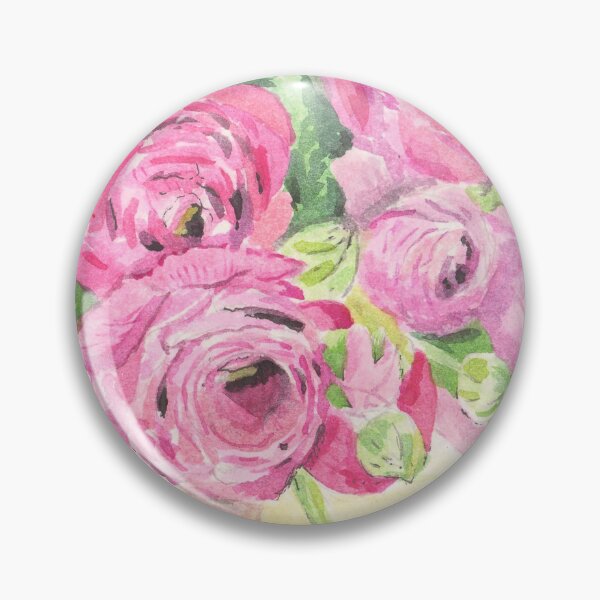 Item preview, The watercolor drawing of Ranunculus flowers in pink color designed and sold by Bellefotos.