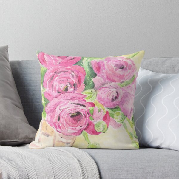 Item preview, The watercolor drawing of Ranunculus flowers in pink color designed and sold by Bellefotos.