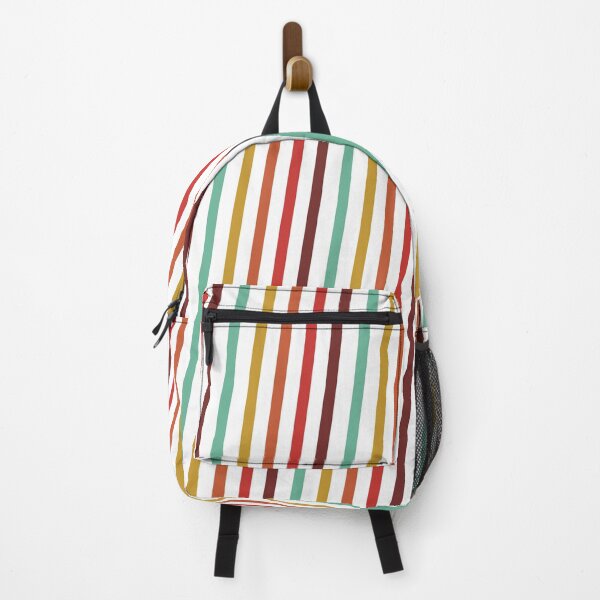 Item preview, 1980s Retro Red Orange Brown Green Yellow Pin Stripes designed and sold by IamTrending.