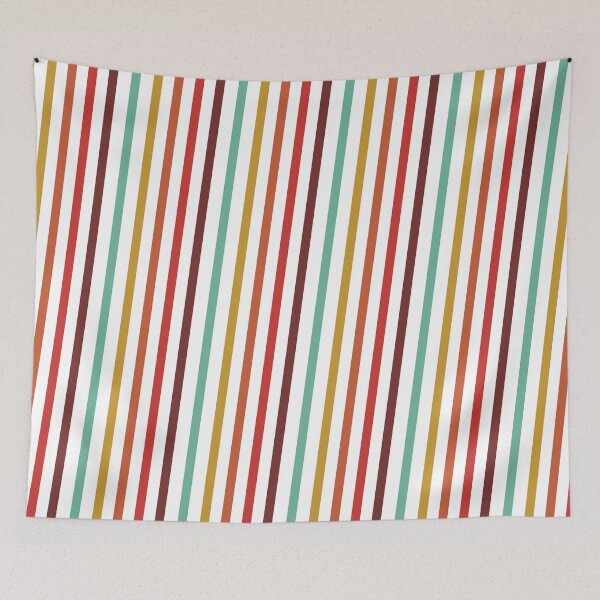 Item preview, 1980s Retro Red Orange Brown Green Yellow Pin Stripes designed and sold by IamTrending.