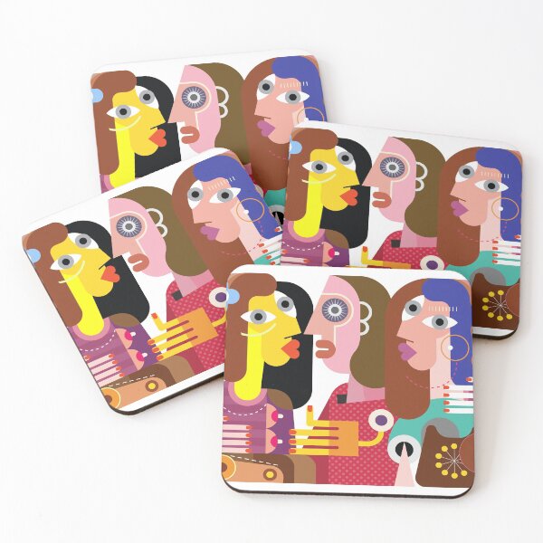 Item preview, Twin Girls and their Ugly Girlfriend - culture women art modern abstract painting designed and sold by randomorder.
