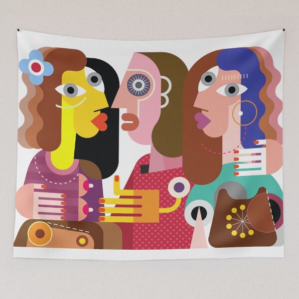 Item preview, Twin Girls and their Ugly Girlfriend - culture women art modern abstract painting designed and sold by randomorder.