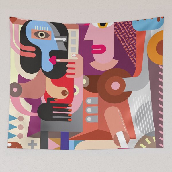 Item preview, Two Beautiful Girls - culture women art modern abstract painting designed and sold by randomorder.