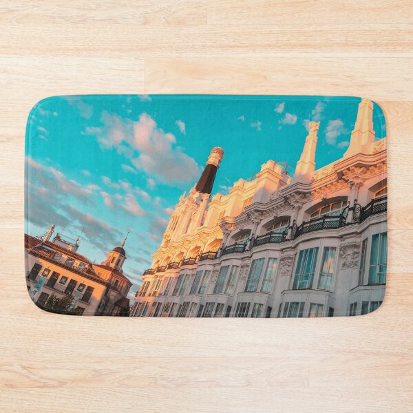 Item preview, Plaza Santa Ana in Madrid Spain Brilliantly Sunlit In Teal And Orange designed and sold by Georgia Mizuleva.