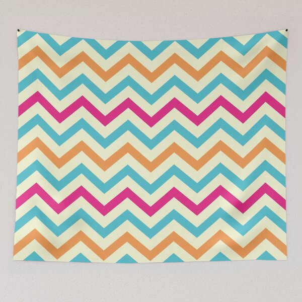 Item preview,  1980s Preppy Blue Fuchsia Pink Orange Chevron  designed and sold by IamTrending.