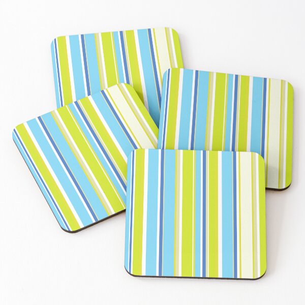 Item preview, Preppy 1980s Lime Green Light Blue Yellow Stripe designed and sold by IamTrending.