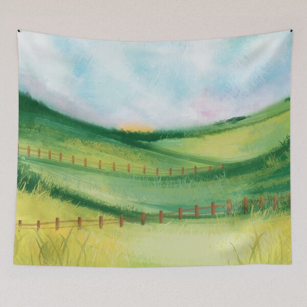 Item preview, Beautiful Watercolor Spring Countryside Landscape designed and sold by Vector Scout Lab.