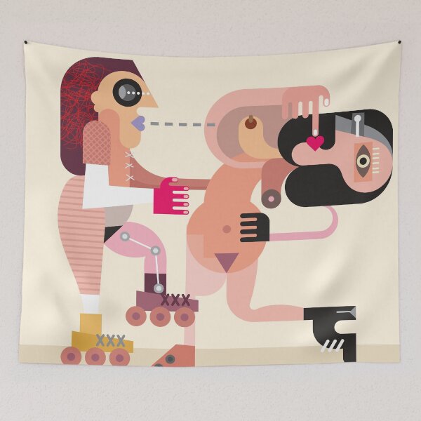 Item preview, Two Dancing Naked Women - culture women art modern abstract painting designed and sold by randomorder.