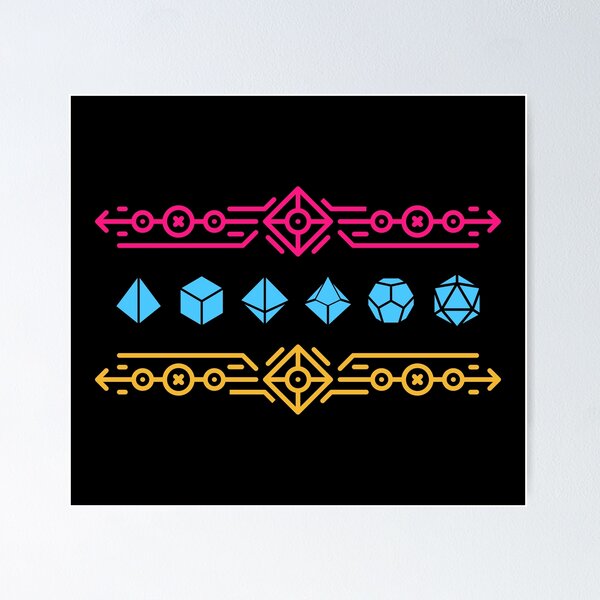 Artikelvorschau, Synthwave Geometric Neon Polyhedral Dice Set entworfen und verkauft von pixeptional.