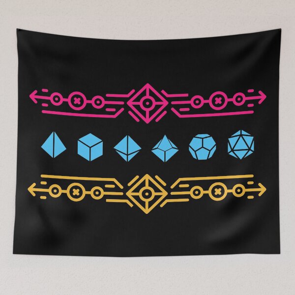 Item preview, Synthwave Geometric Neon Polyhedral Dice Set designed and sold by pixeptional.