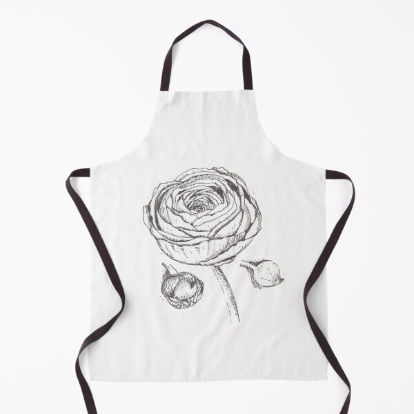 Item preview, The black and white graphic drawing of Ranunculus flower designed and sold by Bellefotos.