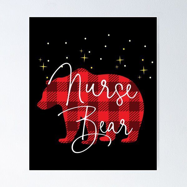 Item preview, Nurse Bear Christmas Pajama Red Plaid Buffalo Matching design designed and sold by Grabitees.