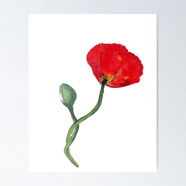 Item preview, Poppy flower in juicy red color designed and sold by Cacatuart.