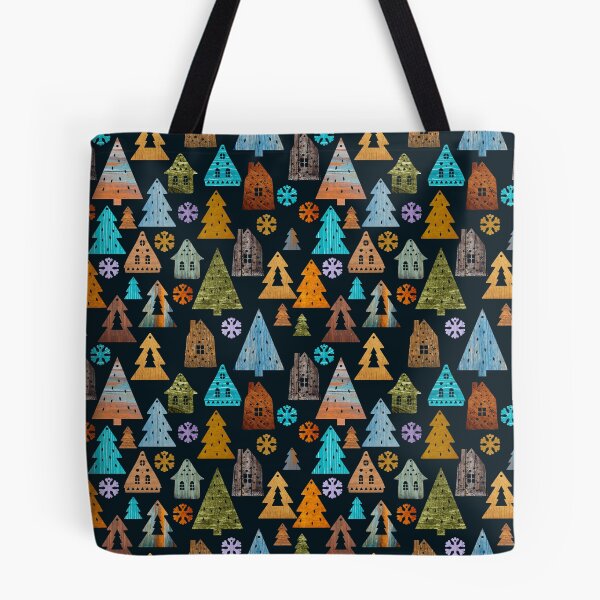 Item preview, christmas trees, snowflakes  and houses. Wood style. designed and sold by zatmeniee.