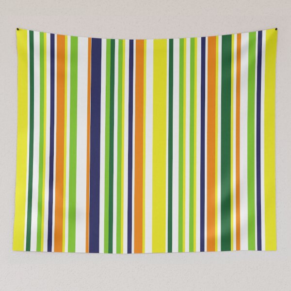 Item preview, Preppy 1980s Green Orange Yellow Navy Blue White Stripes designed and sold by IamTrending.