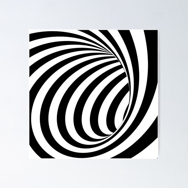 Artikelvorschau, 1980er Retro-Schwarz-Weiß-Vintage-Spiral-optische Täuschung entworfen und verkauft von IamTrending.