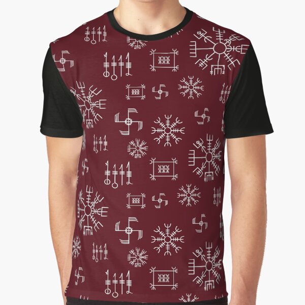 Icelandic Staves Pattern | Red & White Graphic T-Shirt