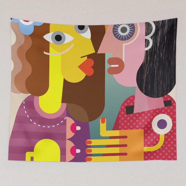 Item preview, Two Women Talking - culture women art modern abstract painting designed and sold by randomorder.