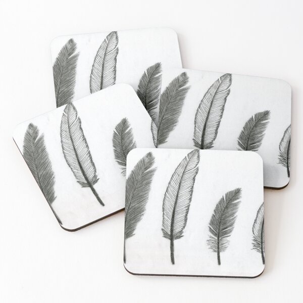 Item preview, Realistic Bird Feathers Drawing Art - Black and White designed and sold by AFDrawingcom.