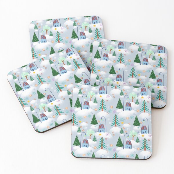 Item preview, christmas tree and trees, street lights, winter trees, snow, drifts, stars, houses, snowflakes designed and sold by zatmeniee.