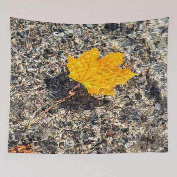 Item preview, Playful Patterns - Golden Maple Leaf with Scarlet Veins Floating Underwater designed and sold by Georgia Mizuleva.