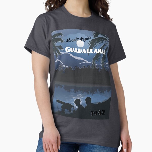 Artikel-Vorschau von Guadalcanal 1942 - Moonlit Night Travel Poster (ohne gealterten Filter), designt und verkauft von The War Effort.
