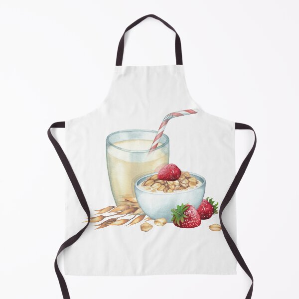 Item preview, Watercolor glass of the plant based milk and a bowl of oats designed and sold by Ekaterina Glazkova.