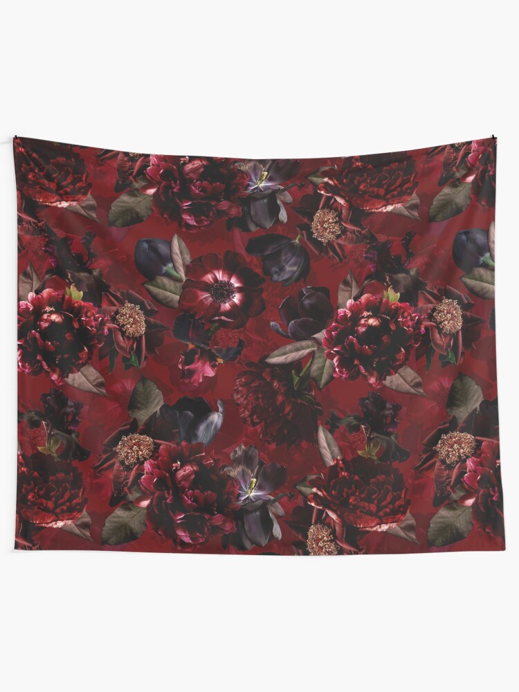 Alternate view of Dark Red Midnight Roses Tapestry