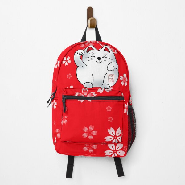 Item preview, Good luck cat, sitting white maneki with flowers designed and sold by CuisineCat.