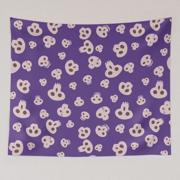 Item preview, pink skulls halloween pattern designed and sold by rysunki-malunki.