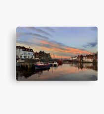 Whitby Harbour at Sunset Canvas Print